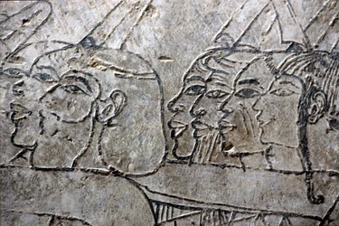 Wall painting, Asian captives, Amarna style, Tomb of Ramose, Valley of the Nobles, Thebes