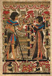 Egyptian Art, Egyptian Papyrus: Pharaoh and his wife