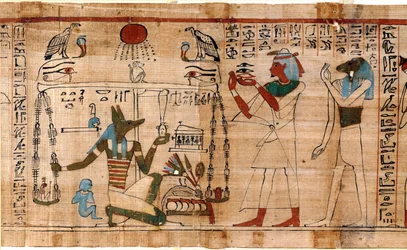 The Weighing of the Soul (detail) from the Book of the Dead, papyrus preserved at the Egyptian Museum of Torino, Italy