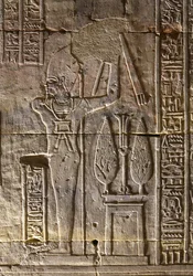 The Pharaoh and his attributes, Temple of Horus in Edfu