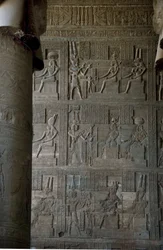 Reliefs Inside the Hypostyle Room of the Temple Dedicated to Hathor