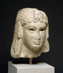 Head of a Queen Wearing a Heavy Wig, possibly Cleopatra VII (69-30BC)