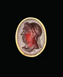 Hellenistic intaglio ring with royal portrait of a Ptolemaic ruler, probably Ptolemy IX, Soter II, late 2nd - early 1st century BC