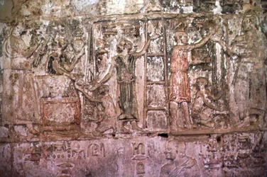 Relief depicting craftsmen offering their work in the Tomb of Petosiris, c.300 BC