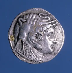 Silver coin with the effigy of Ptolemy I Soter (367 BC - 283 BC), King of Egypt