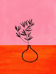 Pink Orange Botanical Vase