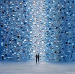 Couple Under Blue Lights