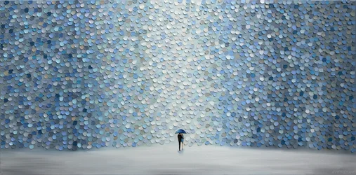 Walking in Blue Rain