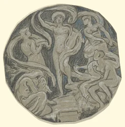 Study for Center Circle of Huntington Ceiling; Apollo and Attendants