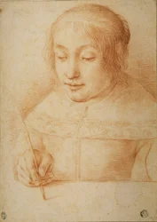 Young Woman Writing or Drawing