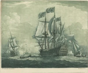 Shipping Scene with Man-of-War