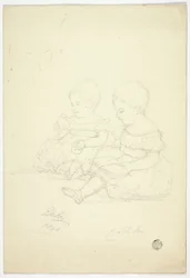 Two Seated Baby Girls (recto), a Still Life, and Two Animals (verso)