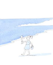 A happy child on holiday has freedom on the beach
