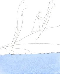 A happy soul who leaves Purgatory is greeted by the Angels, is clothed in white, and is led along a path to the foot of the steps that lead to the Father