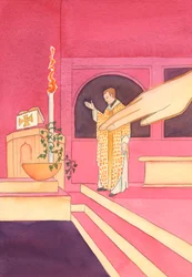 As the priest stretched out his hand to bless the water in the font, at Easter, God the Father stretched out His hand and touched the water, 2002