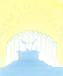 As we praise God at Mass, with and through Christ, we praise Him with the whole Church, which includes the Saints of Heaven - here encircling the altar - and the Holy Souls