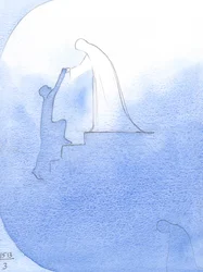 Begging help for a departed soul, I saw our Blessed Lady hold out Her hands, leaning over the 