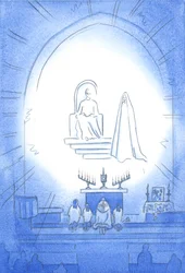 Christ is enthroned above us, in glory, at our Novena and Benediction, which is like a heavenly party. Our mother Mary stands joyfully close by