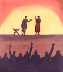 Christ was paraded by His captors before jeering crowds; yet He accepted without hatred or impatience the humiliating treatment he received because of His words
