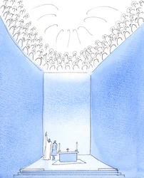 God the Father is surrounded in Heaven by the Saints, who share His joy