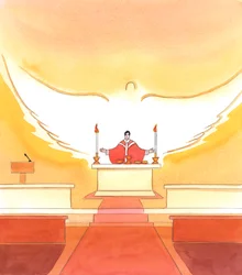 It is the Holy Spirit Who is at work in every prayer we offer, and at work to effect the change which takes place at the Consecration, when the bread and wine became the Sacred Body and Blood of Christ, 2002