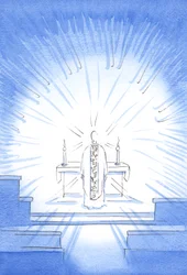 On the feast of the Visitation, Christ appeared, wearing a golden chasuble in honour of His Holy Mother Mary