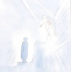 Our Blessed Lady is far above us in grace and holiness, but we must not be afraid to approach Her.