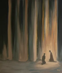 Our prayers, even in darkness, unite us with Jesus, who prepares us for the Heavenly glory that lies behind the curtain