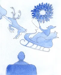The Meaning of Christmas: The Lord pictured a gigantic foliage wreath and Santa Claus in a Sleigh