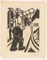 Two Figures in Village Street
