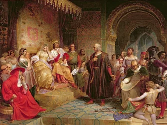 Columbus before the Queen