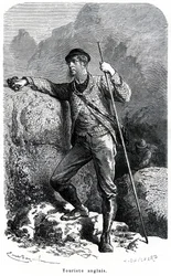 Portrait of English tourist - tourism in the 19th century - illustration of the book “Moors and Characters of Peoples”, edition 1884