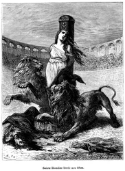 Saint Blandine is a Christian of Levantine origin or, more probably, of Asia Minor origin from the first Christian community of Lugdunum. She was martyred during the month of July 177 under Marcus Aurelius. Liturgical feast on June 2 (synaxarion of all