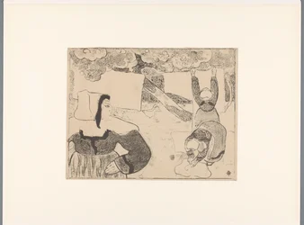 Three Breton Women Hanging Laundry, Breton Women