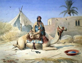 A Bedouin Beside His Camel, Probably in Egypt