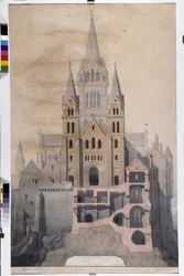 Gothic Architecture: Facade of the Church and Cut of Abbey Houses