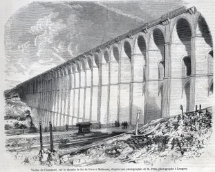 Chaumont Viaduct on the railway from Paris to Mulhouse. Engraving after sketch by Ralph in 