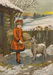 Girl Feeding a Goat