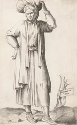 Costume Plate: Hispania Rustica with laundry on head, ca. 1557-58