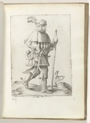 German Courier with Horn and Walking Stick