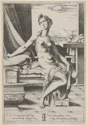 Lucretia Naked and Seated Before a Window, a Dagger in Her Right Hand