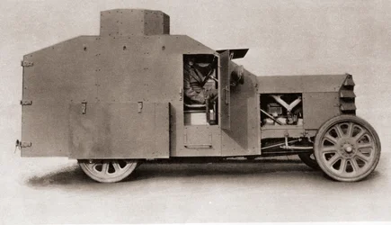 A British Armoured Car During World War One, from The Illustrated War News, 1915