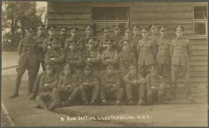B Sub-section, Leicestershire Royal Horse Artillery, at training camp at Diss, 1914-18