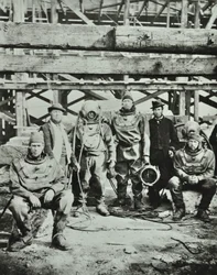 Blackfriars Bridge: Construction Workers Pose with Equipment, 1869