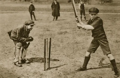 Boys playing cricket, Parliament Hill Fields