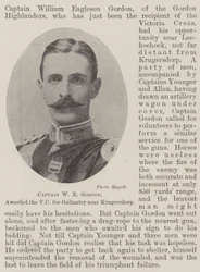 Captain W E Gordon, awarded the VC for gallantry near Krugersdorp