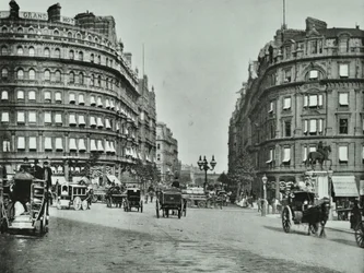Charing Cross, Westminster: Northumberland Avenue from Trafalgar Square and Charing Cross, 1890