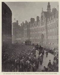 Gas Explosion in the Strand, Funeral Procession of Fireman Sprague leaving Headquarters