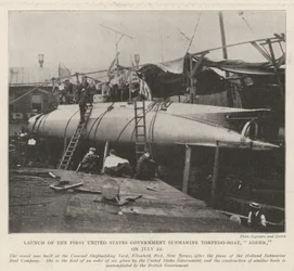 Launch of the First United States Government Submarine Torpedo-Boat, Adder, on 22 July