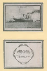 Memorial card to Captain E. J. Smith of the Titanic